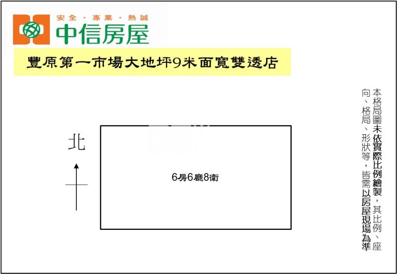豐原第一市場大地坪9米面寬雙透店房屋室內格局與周邊環境