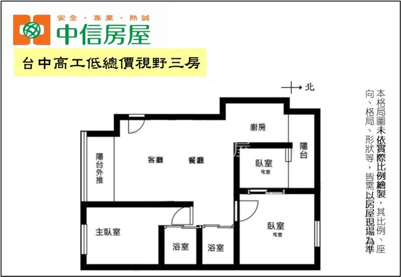 台中高工低總價視野三房房屋室內格局與周邊環境