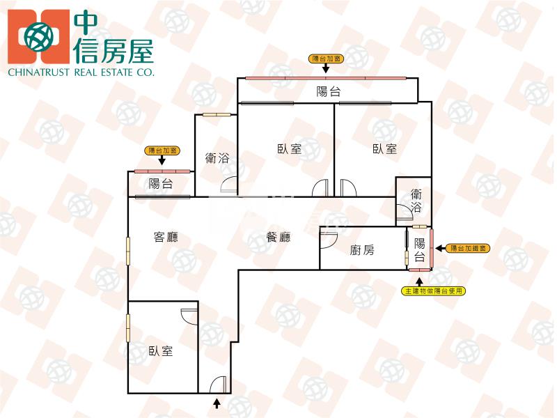 民富國小採光大三房房屋室內格局與周邊環境