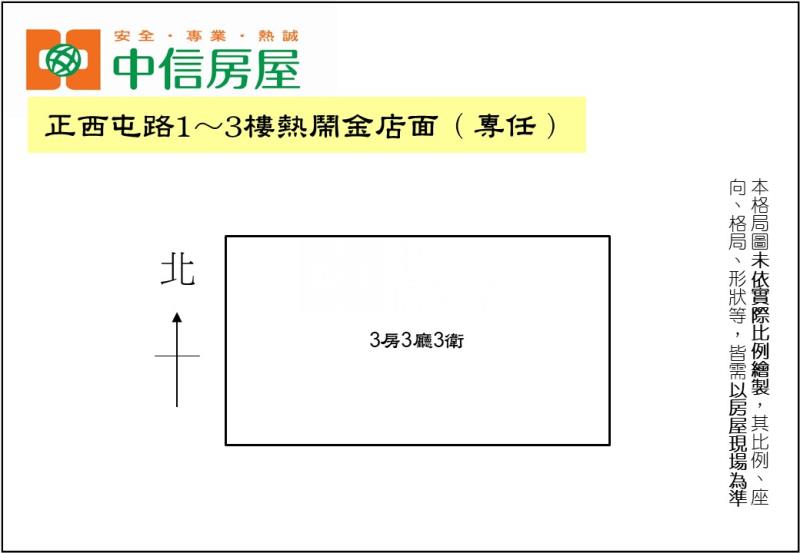 正西屯路1～3樓熱鬧金店面（專任）房屋室內格局與周邊環境