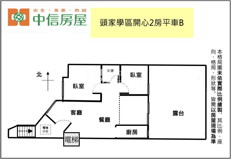 頭家學區開心2房露台平車B房屋室內格局與周邊環境