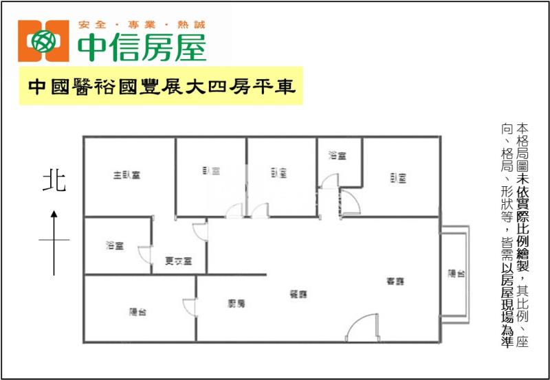 中國醫裕國豐展大四房平車房屋室內格局與周邊環境