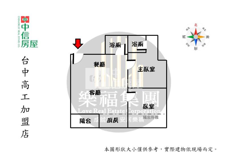 超稀有文心及第兩房兩衛浴附休旅車位房屋室內格局與周邊環境