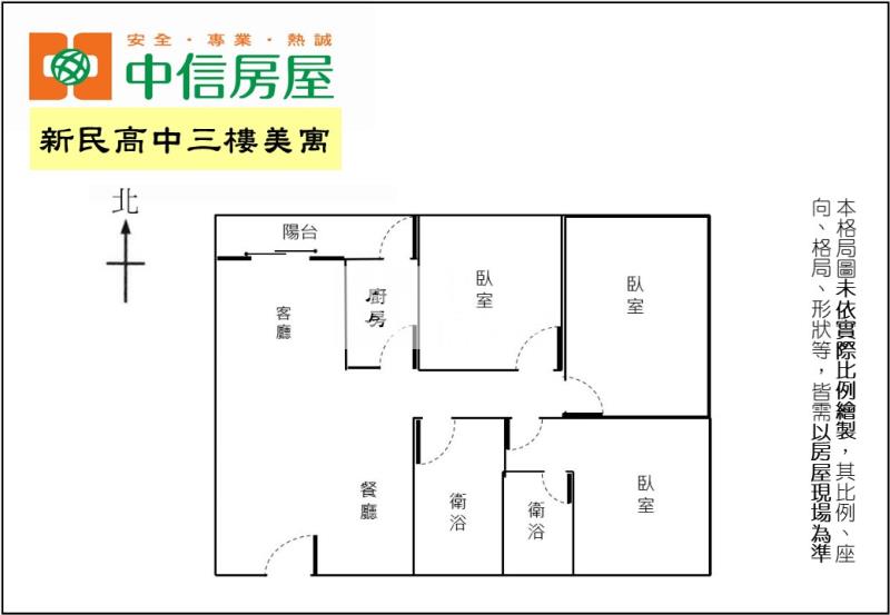 新民高中三樓美寓房屋室內格局與周邊環境