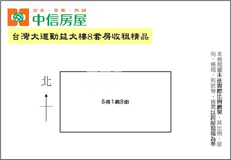 台灣大道勤益大樓8套房收租精品房屋室內格局與周邊環境