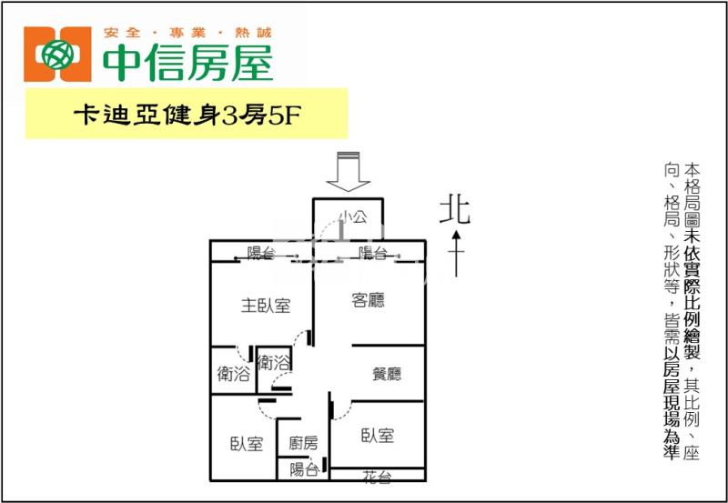 卡迪亞健身3房5F房屋室內格局與周邊環境