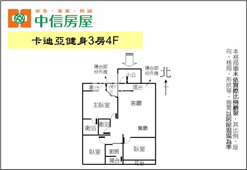 卡迪亞健身3房4F房屋室內格局與周邊環境