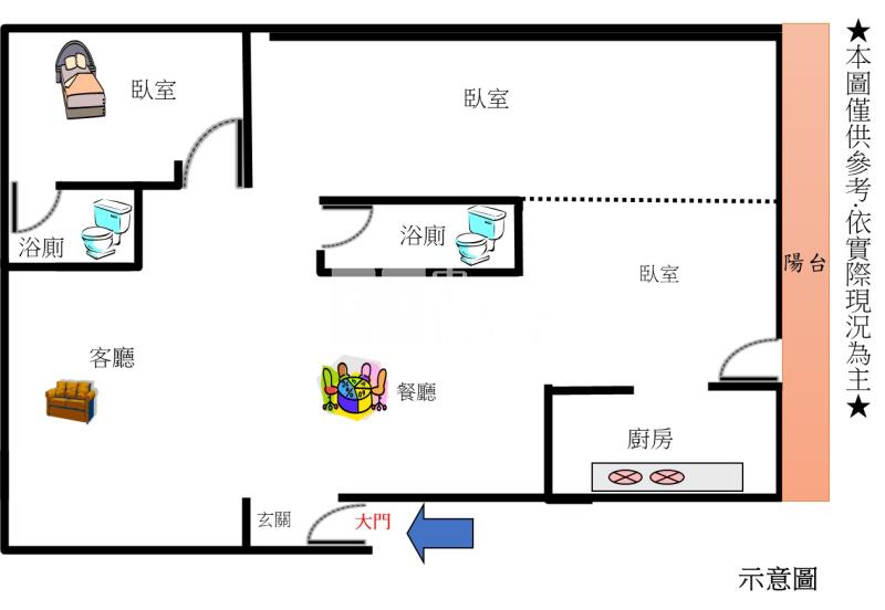 礁溪大空間溫泉美寓房屋室內格局與周邊環境