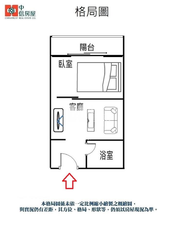 602-親友專任小資電梯1房1廳(有陽台)【中信王牌】房屋室內格局與周邊環境