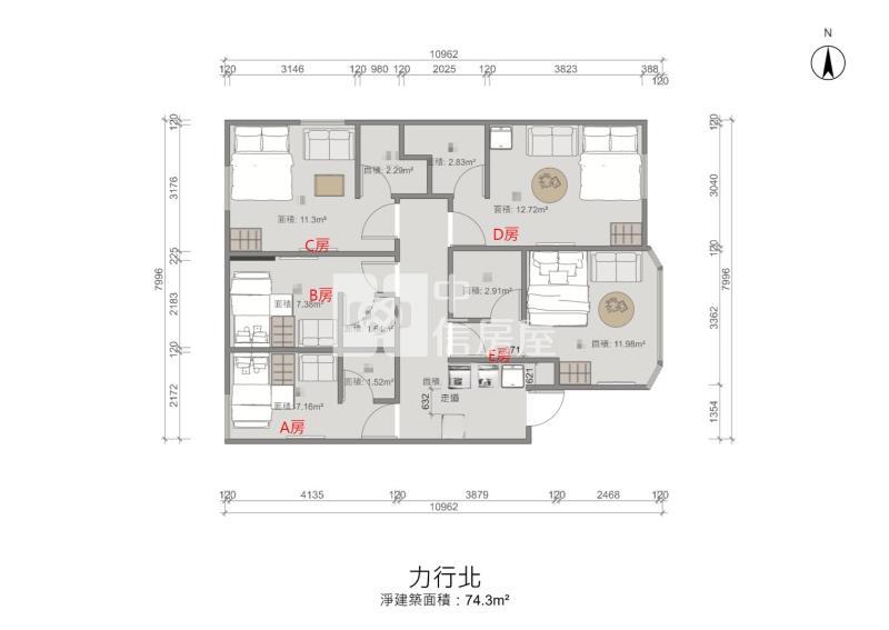 【神馬】中壢力行北街公寓五樓5套房房屋室內格局與周邊環境
