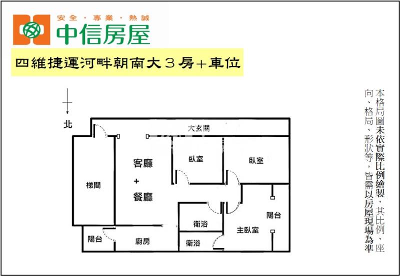 四維捷運河畔朝南大３房+車位房屋室內格局與周邊環境