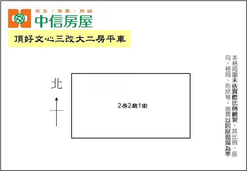 頂好文心三改大二房平車房屋室內格局與周邊環境