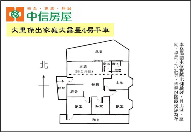 大里傑出家庭大露臺4房平車房屋室內格局與周邊環境
