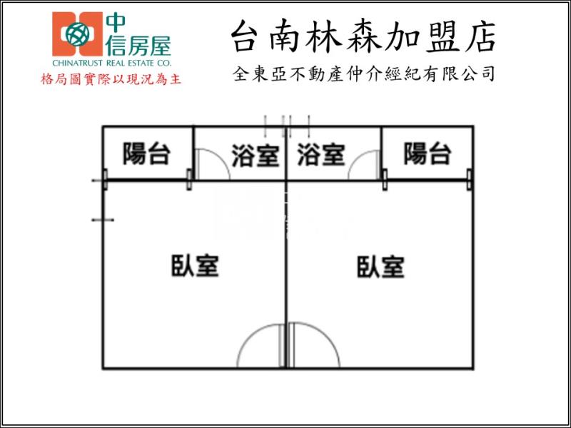 近南科新市雙套房陽台平車房屋室內格局與周邊環境