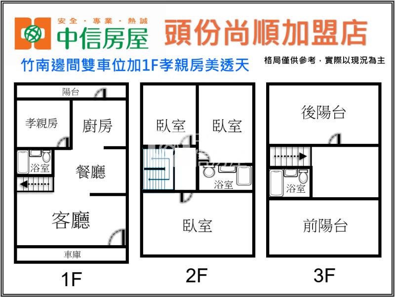 竹南邊間雙車位加1F孝親房美透天房屋室內格局與周邊環境