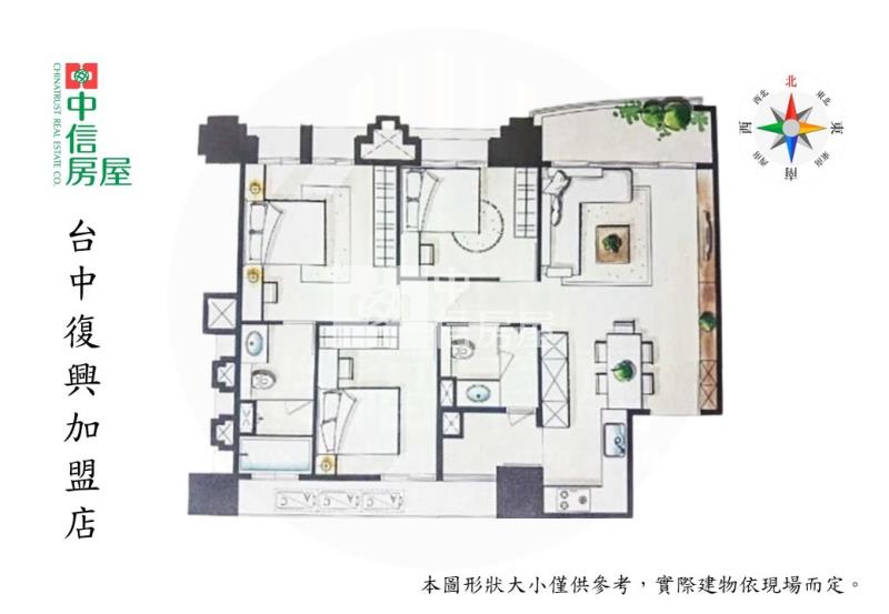 千謙苑面公園三大房平車房屋室內格局與周邊環境