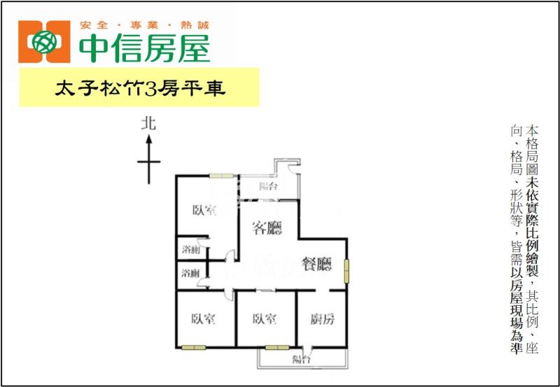 太子松竹3房平車房屋室內格局與周邊環境