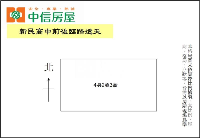 新民高中前後臨路透天房屋室內格局與周邊環境