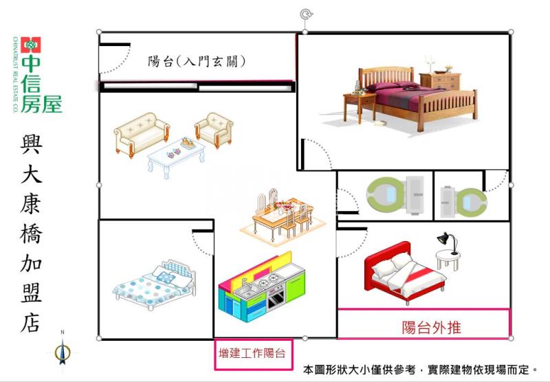 北平商圈整理三房美寓房屋室內格局與周邊環境