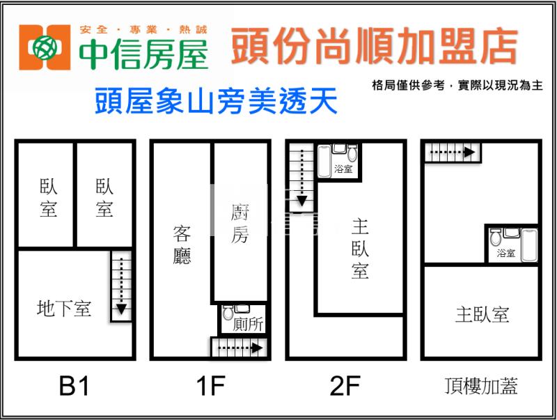 頭屋象山旁美透天房屋室內格局與周邊環境