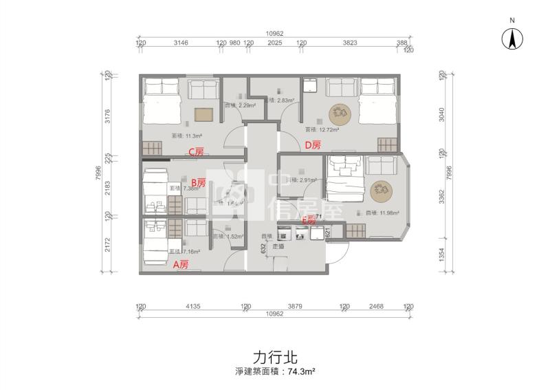中壢中原力行北街精裝5套房房屋室內格局與周邊環境