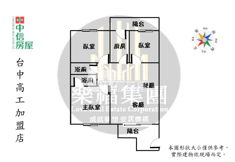 中山醫入門玄關3房視野戶房屋室內格局與周邊環境