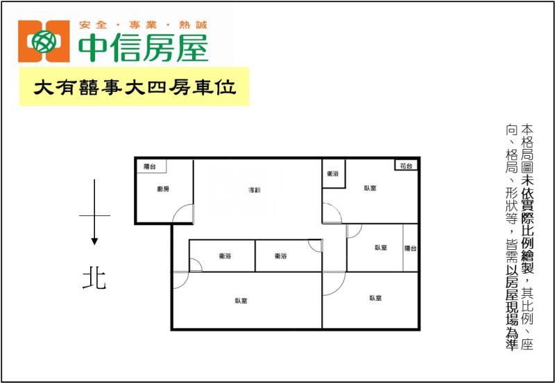 大有囍事大四房車位房屋室內格局與周邊環境
