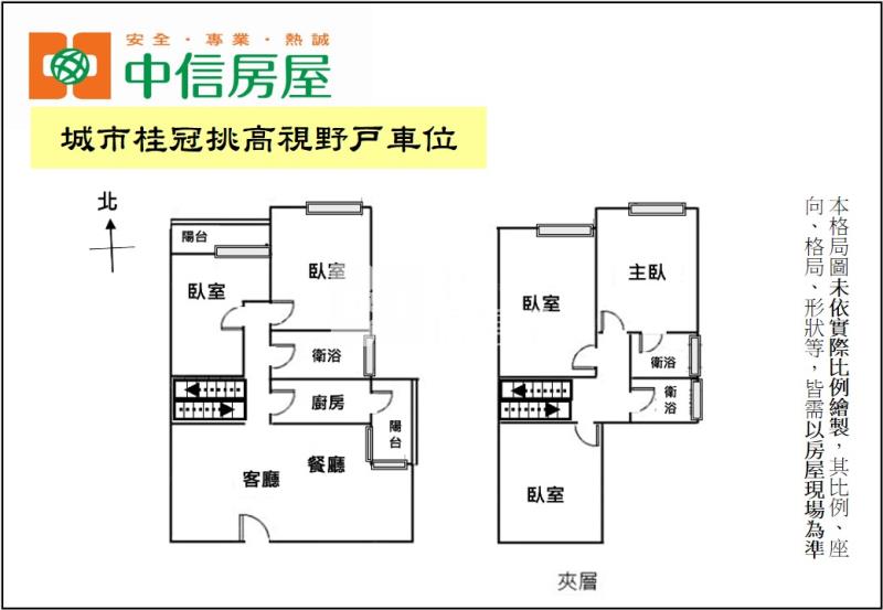 城市桂冠挑高視野戶車位房屋室內格局與周邊環境