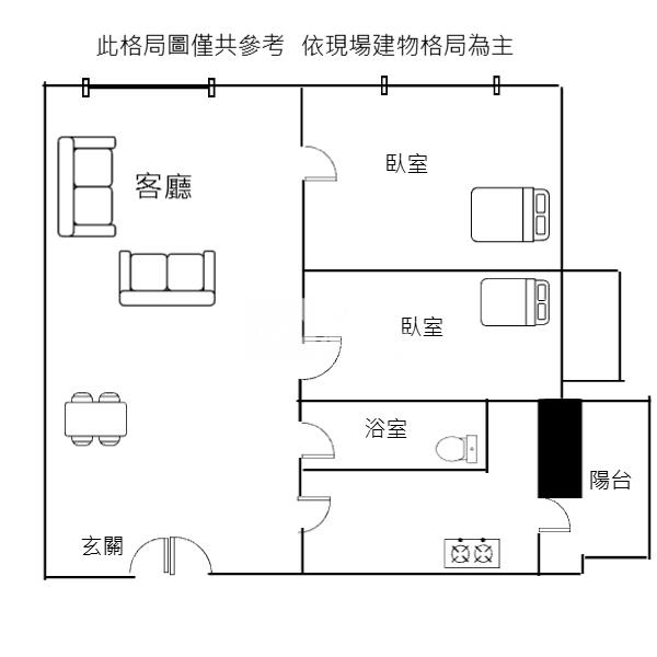 近捷運閱美館2房車位房屋室內格局與周邊環境