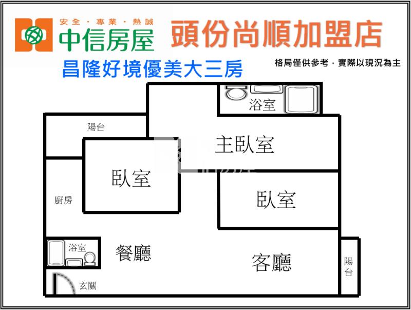 昌隆好境優美大三房房屋室內格局與周邊環境