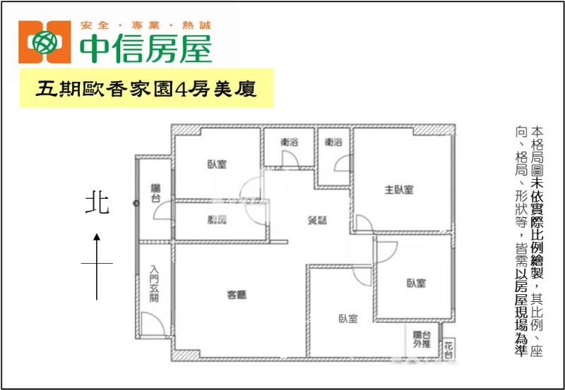 五期歐香家園4房美廈房屋室內格局與周邊環境