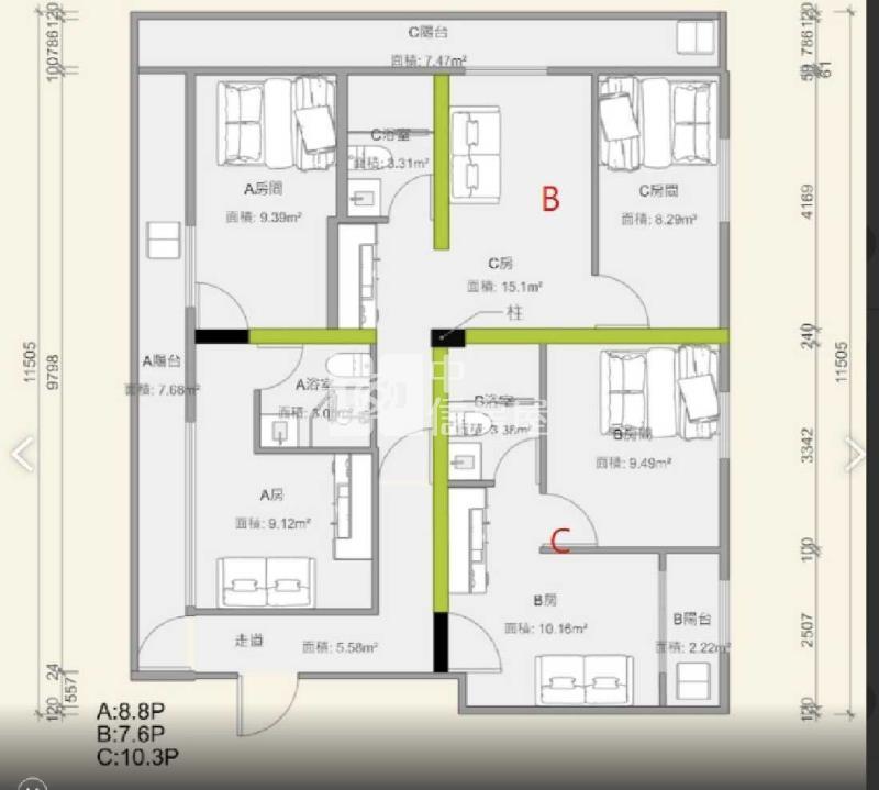 近南崁商圈大空間高投報3大套房房屋室內格局與周邊環境