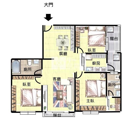 幸福1綻精美大三房車房屋室內格局與周邊環境