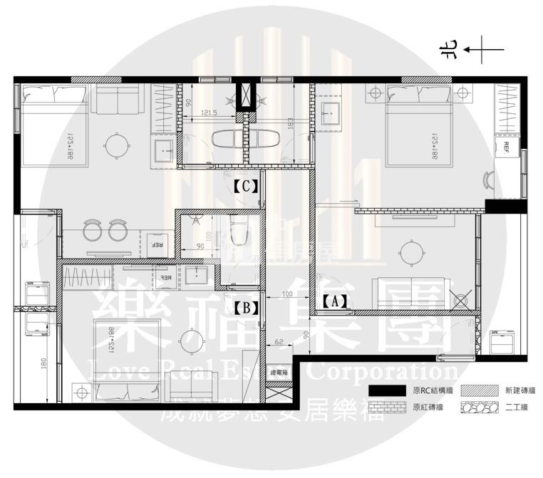 一中商圈．北歐無印風㊣1房1廳+2套房 收租美寓房屋室內格局與周邊環境