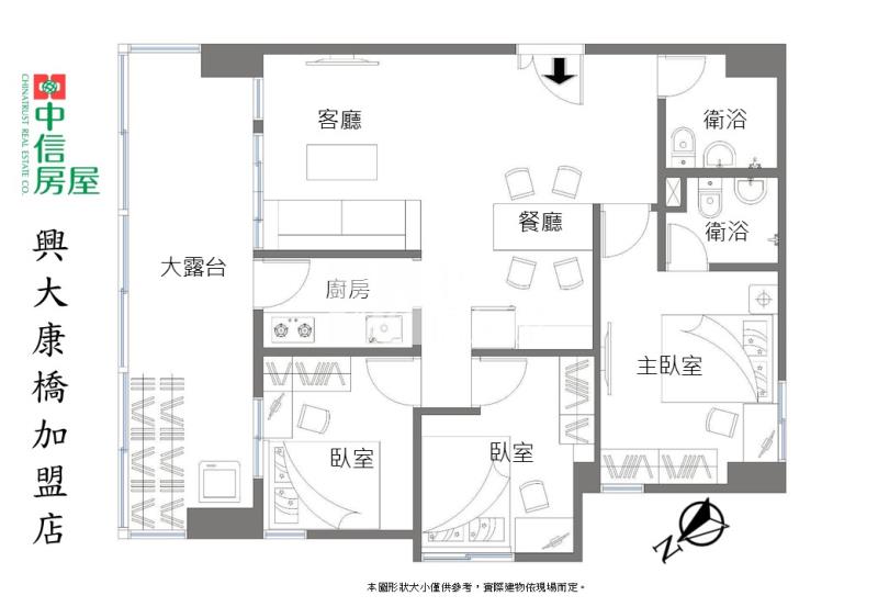 中山醫大慶捷運三面採光露台三房美屋房屋室內格局與周邊環境