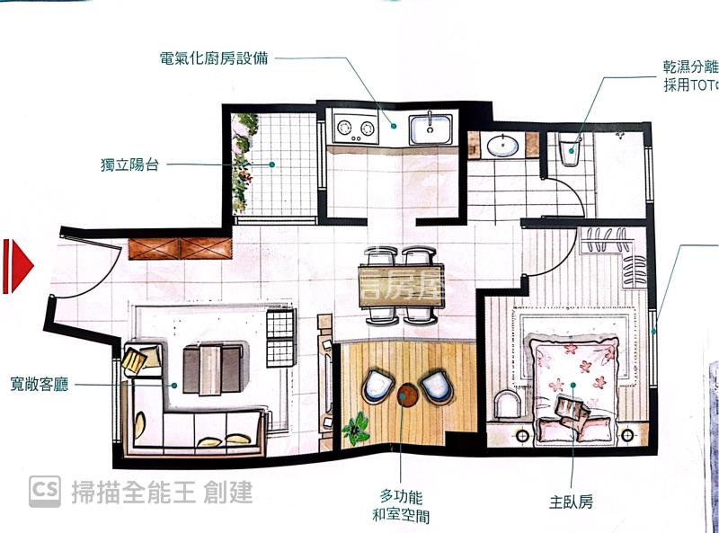 【奔馳】大同賦築全新1+1套房房屋室內格局與周邊環境
