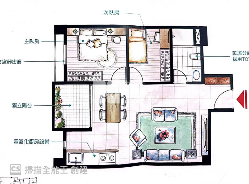 【奔馳】大同賦築精美2房(C)房屋室內格局與周邊環境