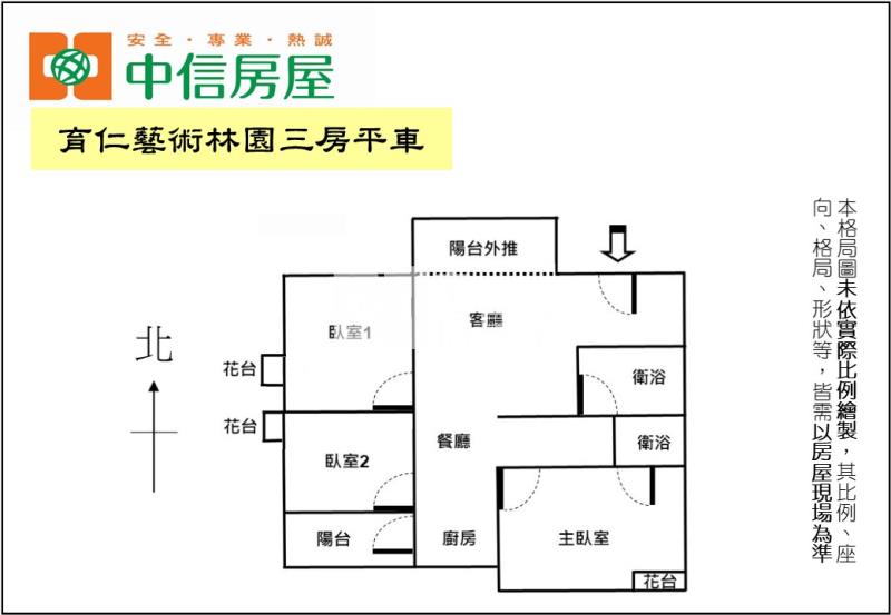 育仁藝術林園三房平車房屋室內格局與周邊環境