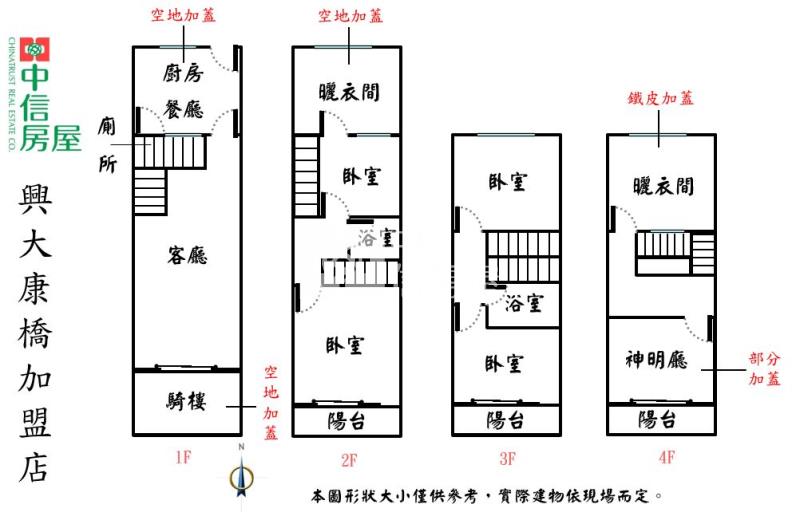 大里二期康橋朝南臨路透天房屋室內格局與周邊環境
