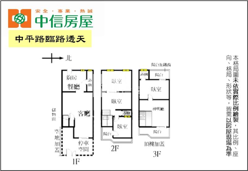 中平路臨路透天房屋室內格局與周邊環境