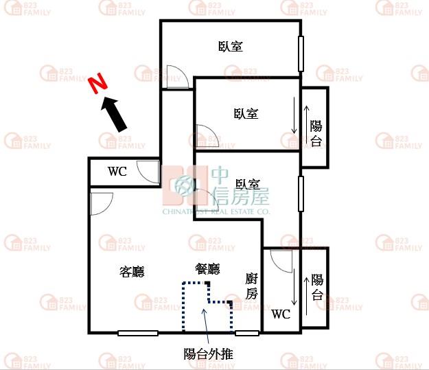 中龍鋼鐵最愛!屋齡6年角間大三房(專)房屋室內格局與周邊環境