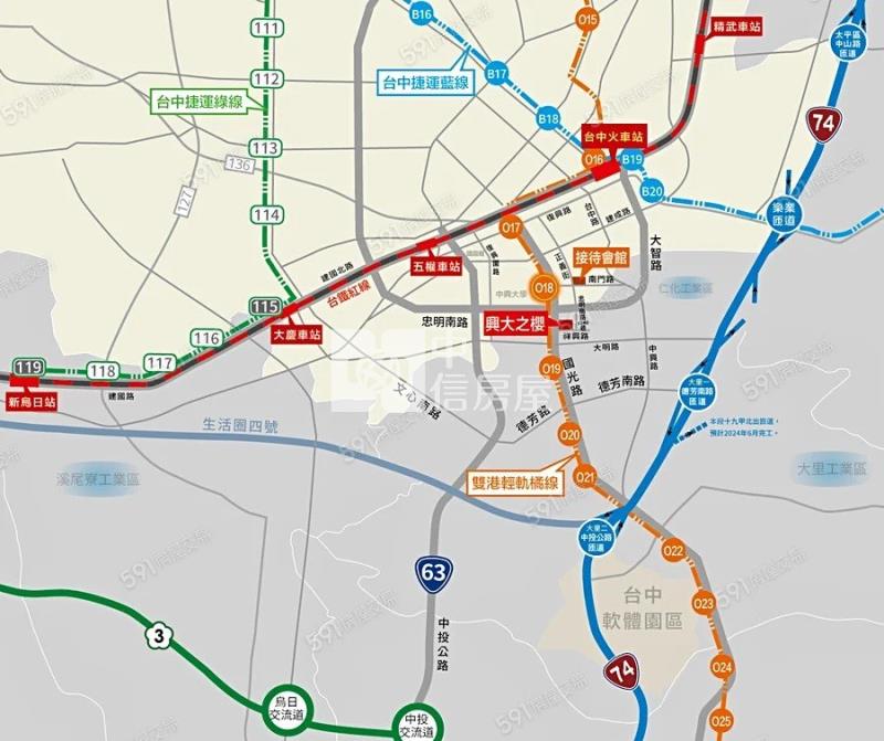 興大之櫻康橋河畔精緻一房+平車房屋室內格局與周邊環境