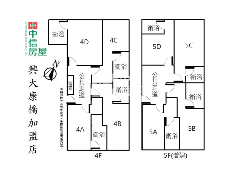 中興商圈4+5樓收租8套美寓房屋室內格局與周邊環境