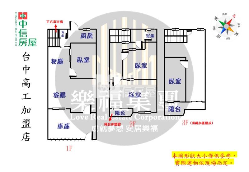 大里大地坪大面寬前院停車8米活路美透天房屋室內格局與周邊環境