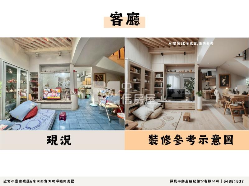 近文心崇德捷運6米大面寬大地坪臨路美墅房屋室內格局與周邊環境