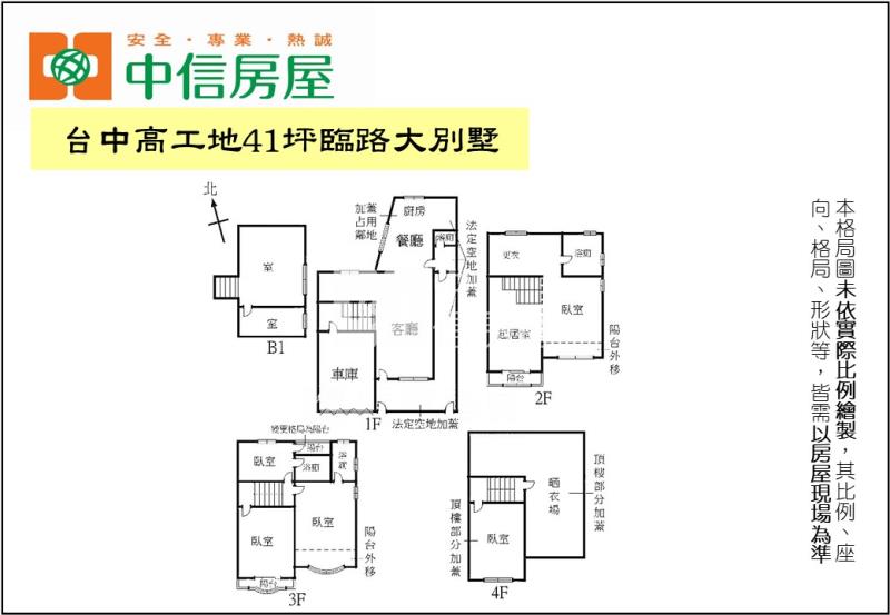 台中高工地41坪臨路大別墅房屋室內格局與周邊環境