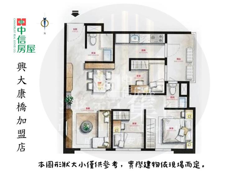 中央公園＃居住綠肺美宅｜次頂樓３房Ｂ１連號 ２平車房屋室內格局與周邊環境