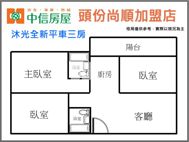 沐光全新平車三房房屋室內格局與周邊環境