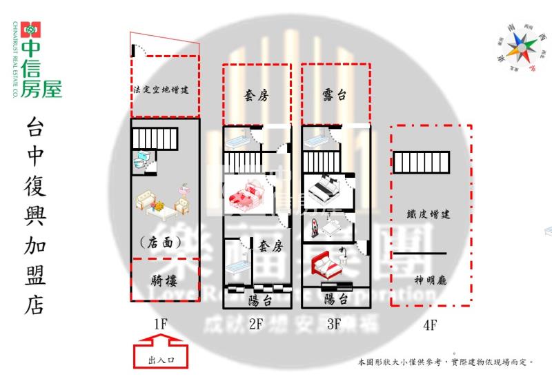 大里軟體園區長春路大地坪透店房屋室內格局與周邊環境