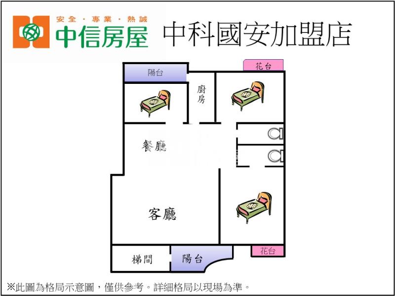 中科俊國美三房房屋室內格局與周邊環境
